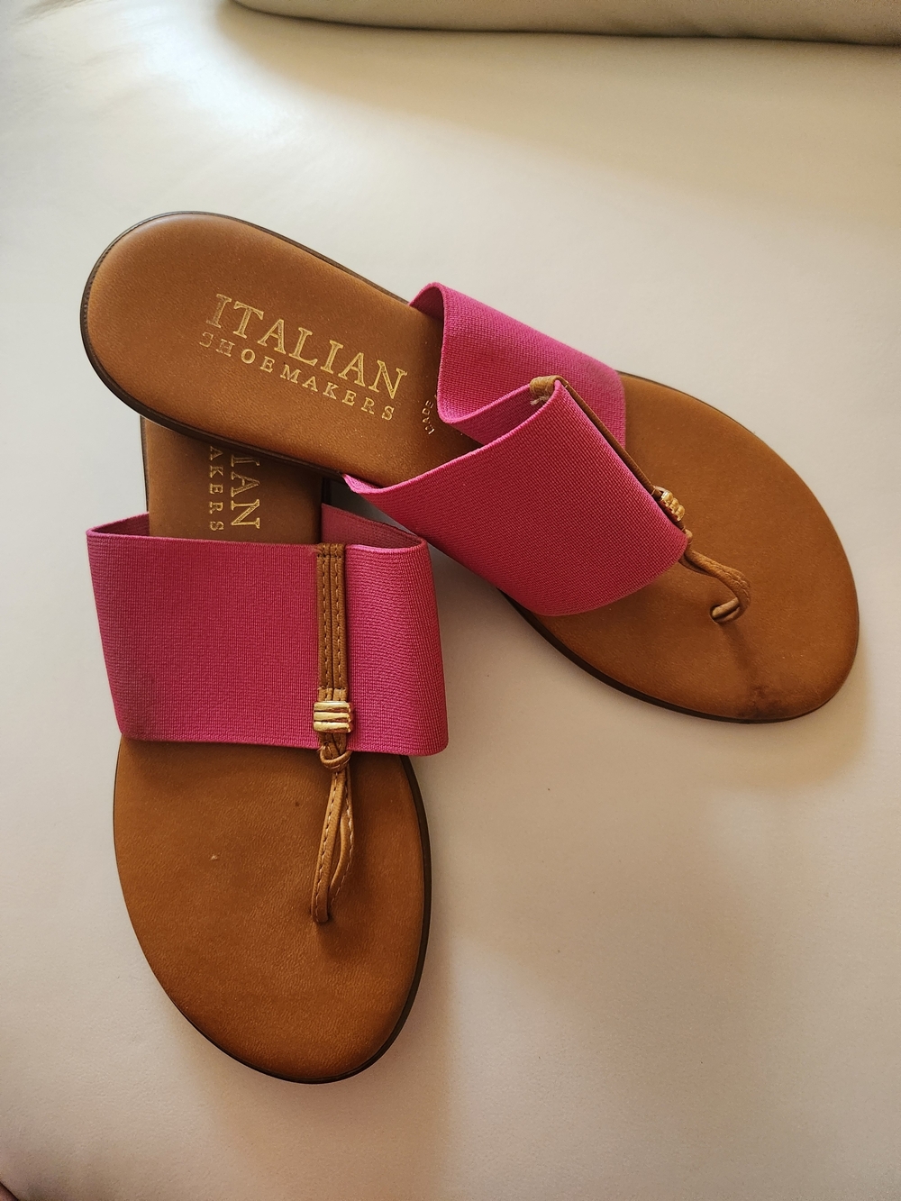Italian Shoemakers Pink Elastic Strap Toe-Post Sandals Size 8
